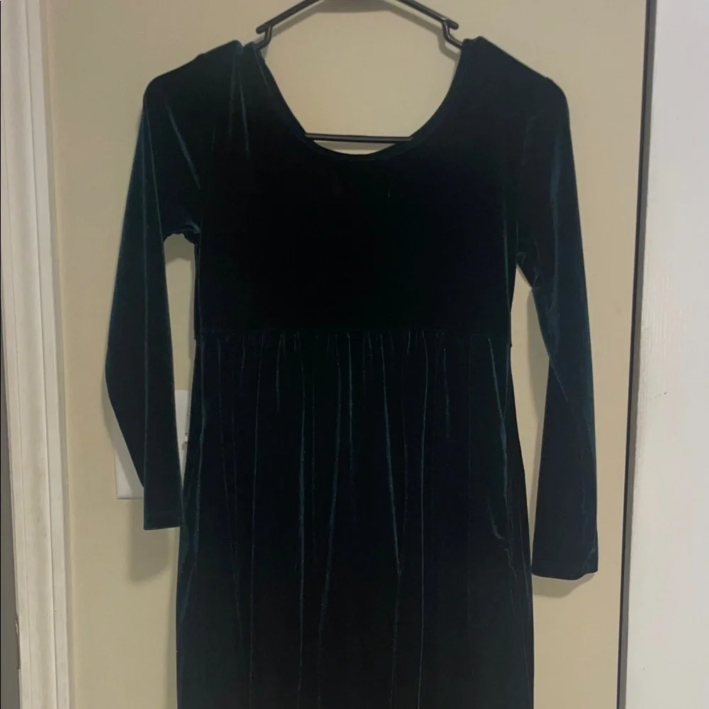 Old Navy Kids Velvet Dress in Deep Green